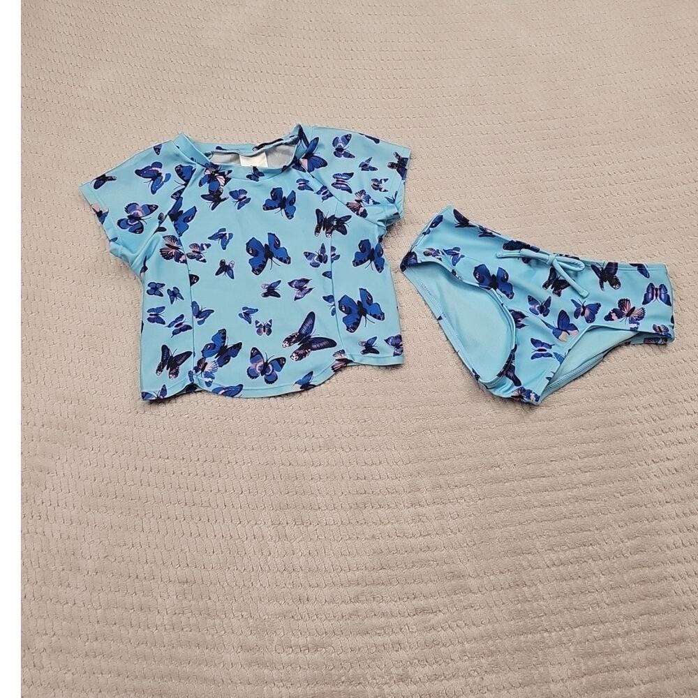Art Class Bathing Suit Girls Small 6/7 Blue Butter Fly Tankini 2 Piece
